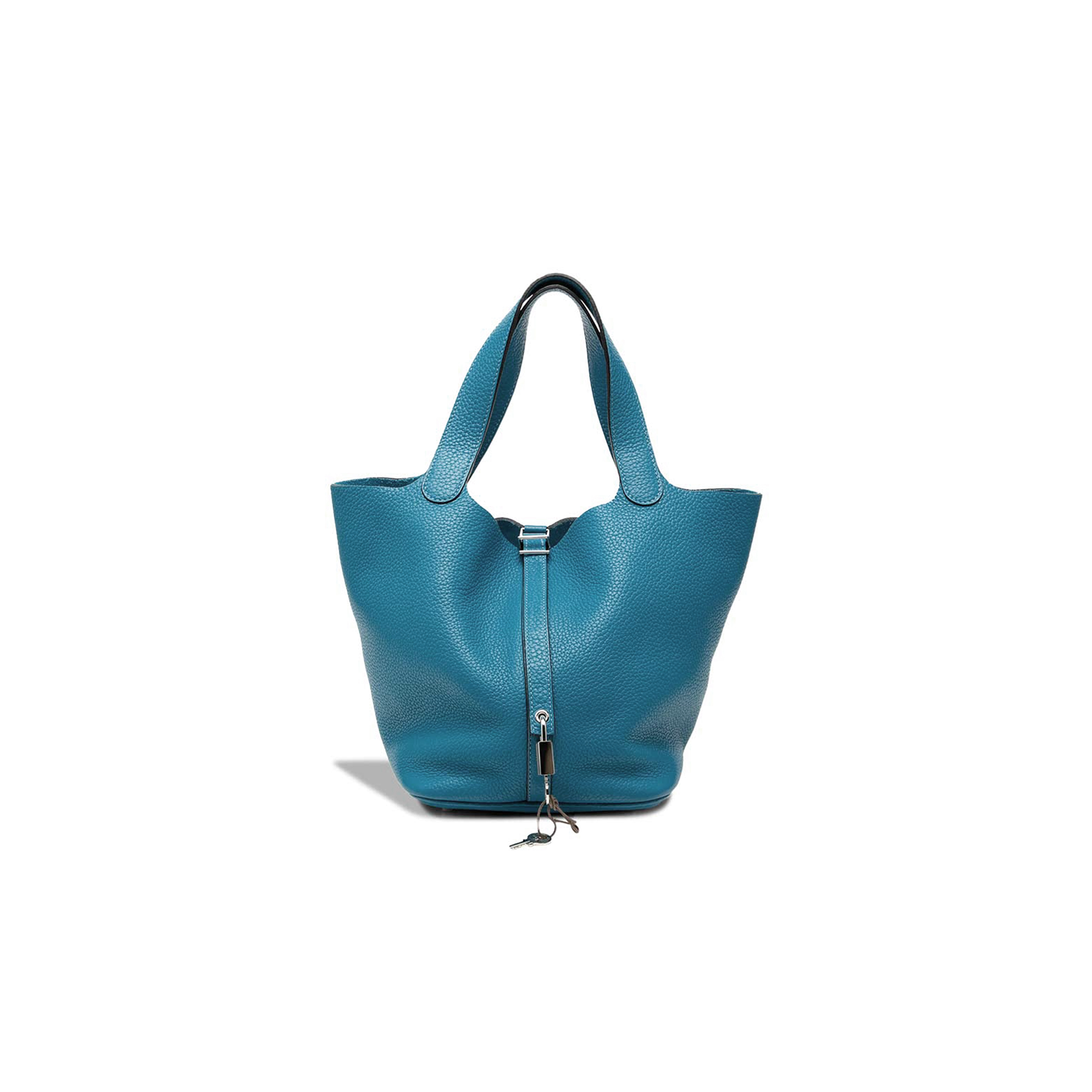H**mes PICOTIN LOCK 22 BLEU JEAN PALLADIUM HARDWARE (22*21*17cm)